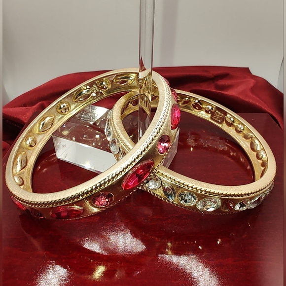 MM Lexi Jewelry - Lexi Bracelets With Pink And Clear Crystal Stones Matte Gold Tone Finish